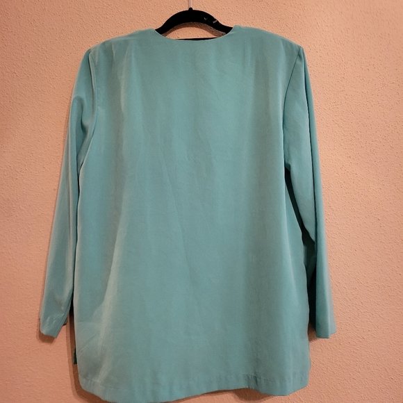 Ruth Norman lightweight turquoise blazer with gold buttons size medium - Picture 4 of 11